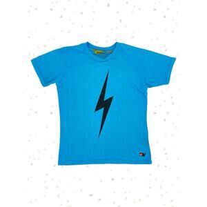 Aviator Nation Electric Blue Short Sleeve Tee Black Bolt KIDS Size 12 - FLAWS